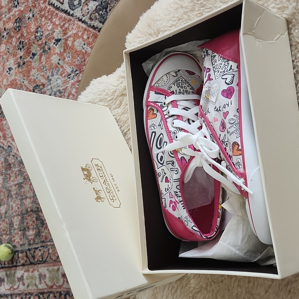 NWT IOB Coach Pink Barrett Poppy Sneakers Women's Size 8.5 💖